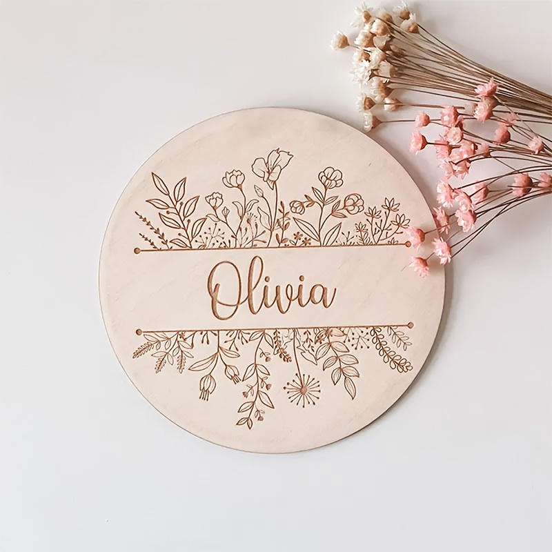 Halloween Party Supplies - Placa con Nombre Grabado Floral Personalizada,