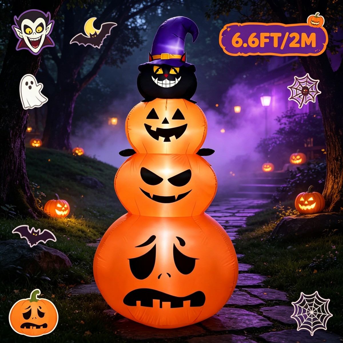 Halloween Pumpkin Decor Led - Decoraciones Navideñas para Exteriores, Calabaza Inflable