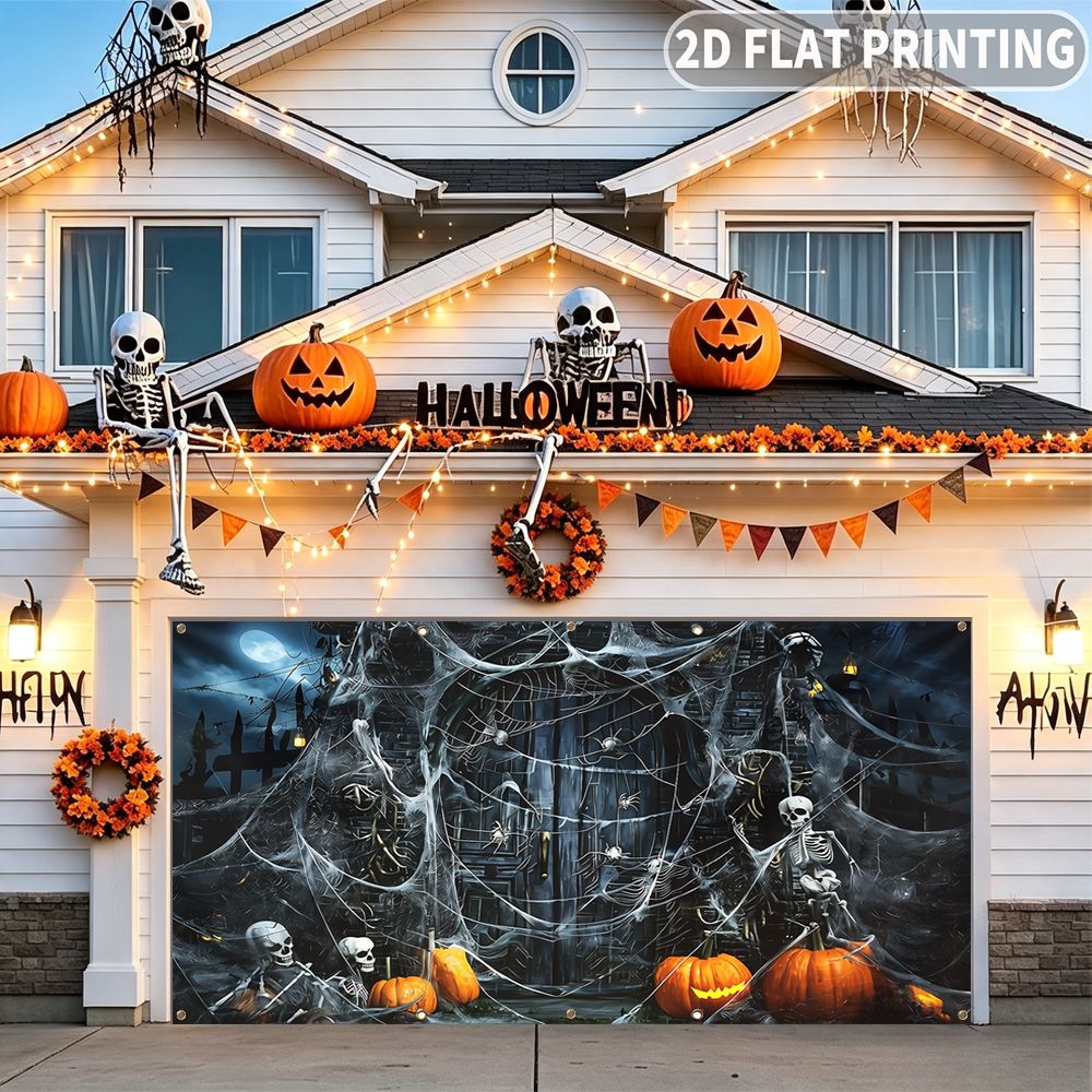 Spider Web Halloween Decoration - 1 pieza de pancarta plana 2D