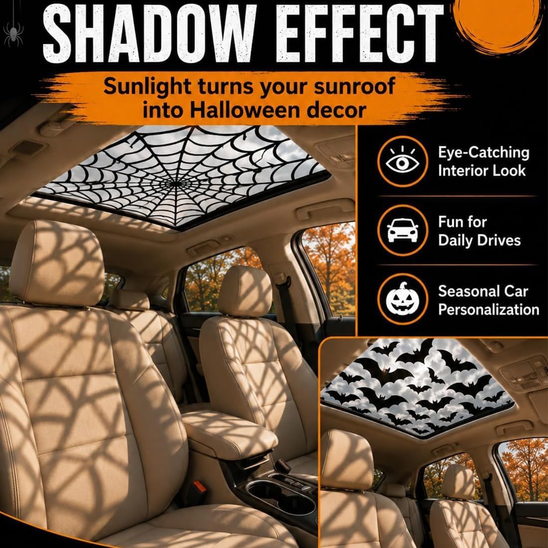 Pegatinas para el techo solar  - Spider Web Halloween Decoration reseña y precio