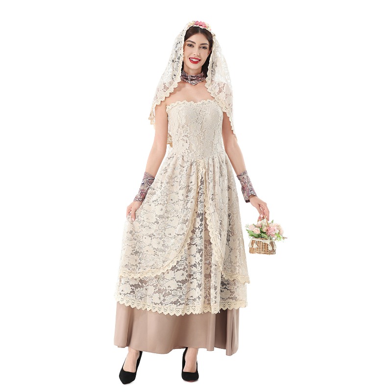 Vestido largo de encaje vintag - Halloween Costume Adult reseña y precio