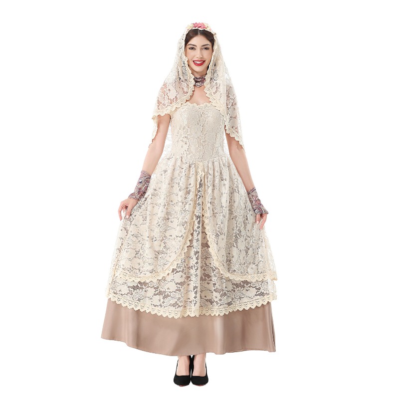 Vestido largo de encaje vintag - Halloween Costume Adult reseña y precio