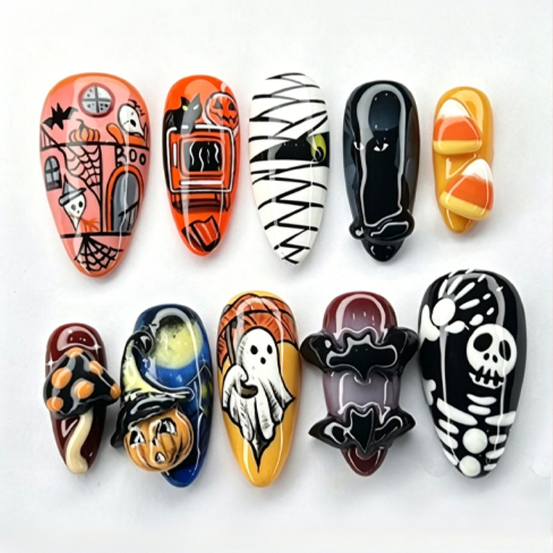 30 Uñas Postizas de Halloween, - Halloween Skeleton Decoration reseña y precio